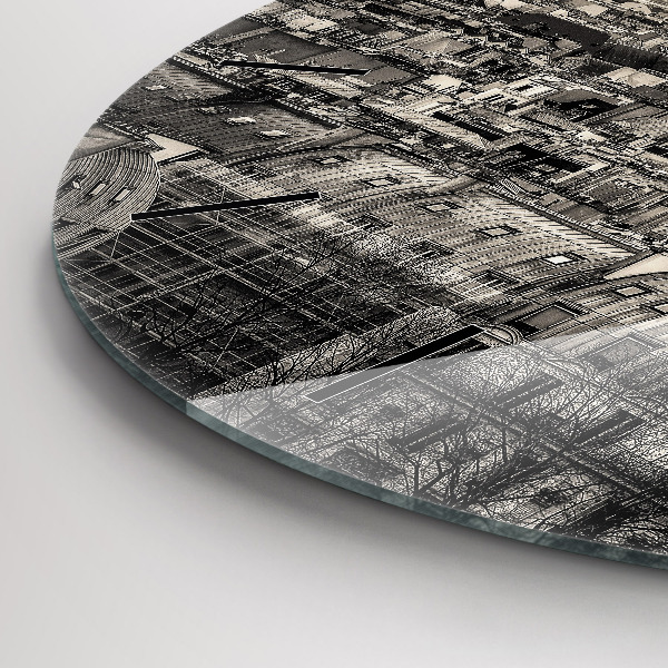 Round glass wall clock Panorama of Paris