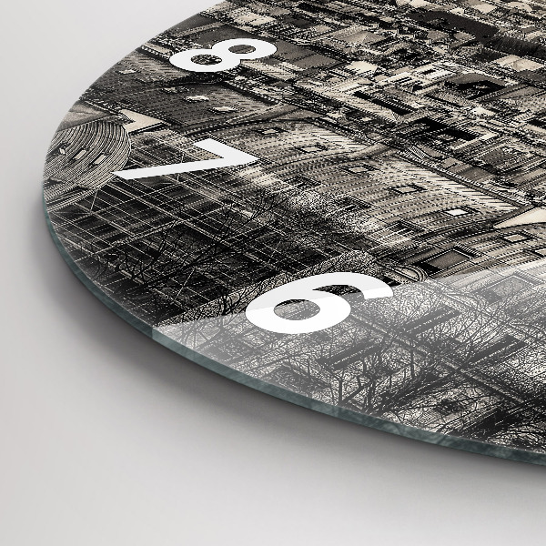 Round glass wall clock Panorama of Paris