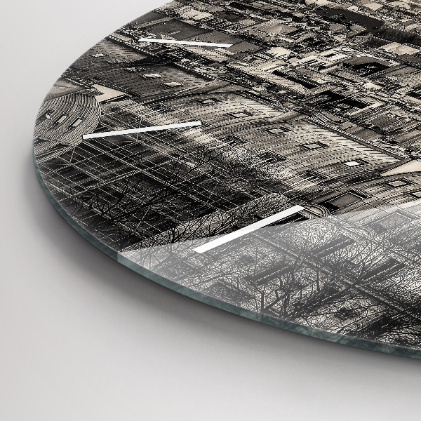 Round glass wall clock Panorama of Paris