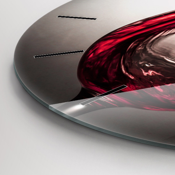 Round glass wall clock Glass of wine