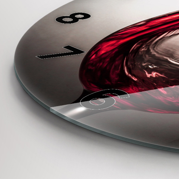 Round glass wall clock Glass of wine
