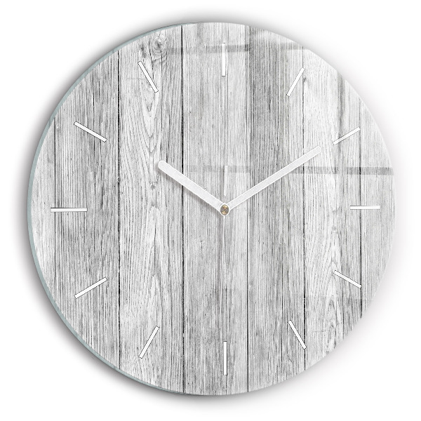 Round glass wall clock Wooden panels