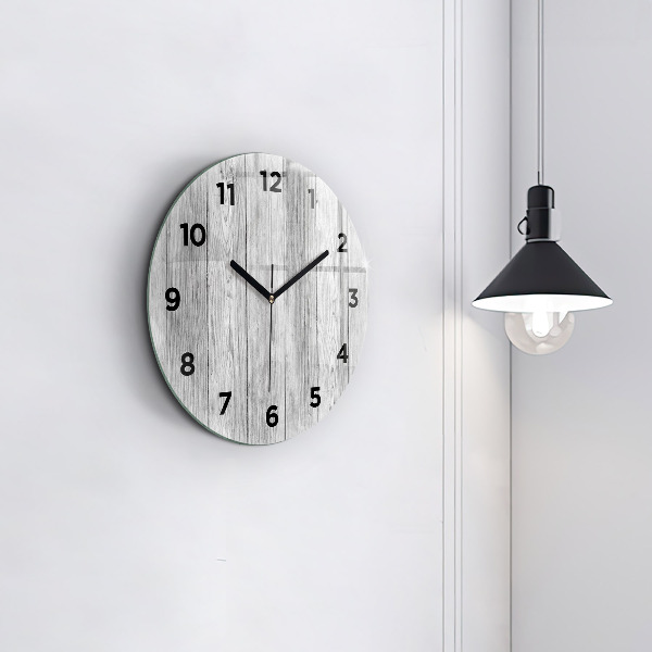 Round glass wall clock Wooden panels