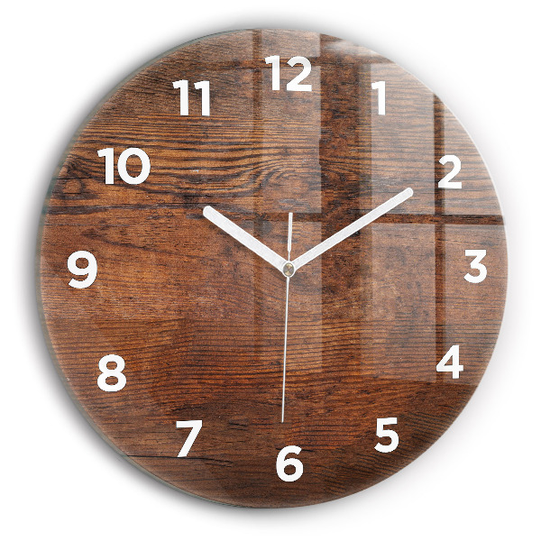 Round glass wall clock Old wood