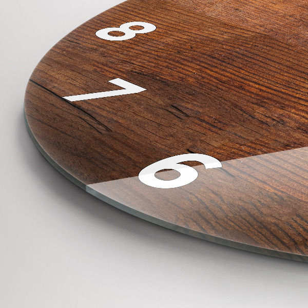 Round glass wall clock Old wood