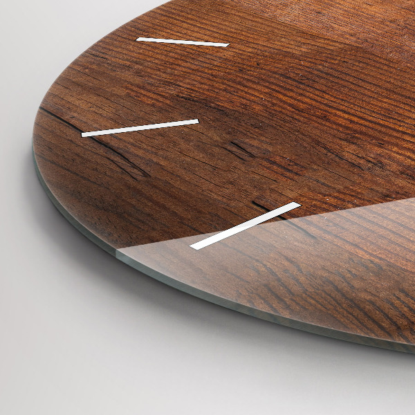 Round glass wall clock Old wood