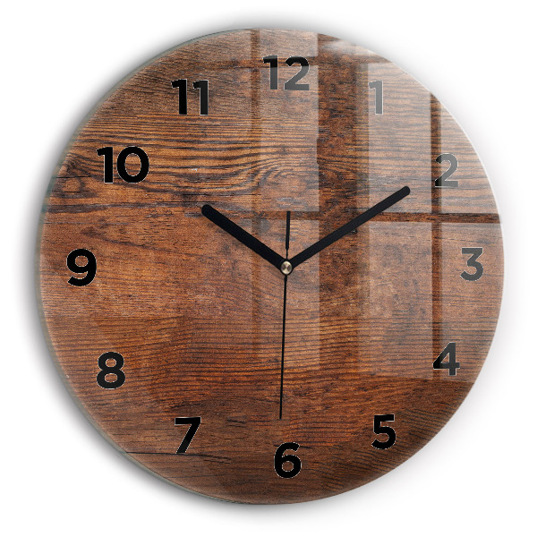 Round glass wall clock Old wood