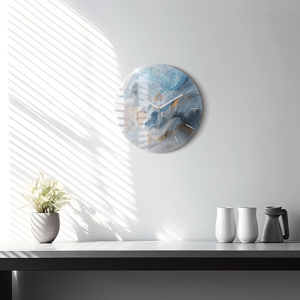 Round glass wall clock Marble pattern