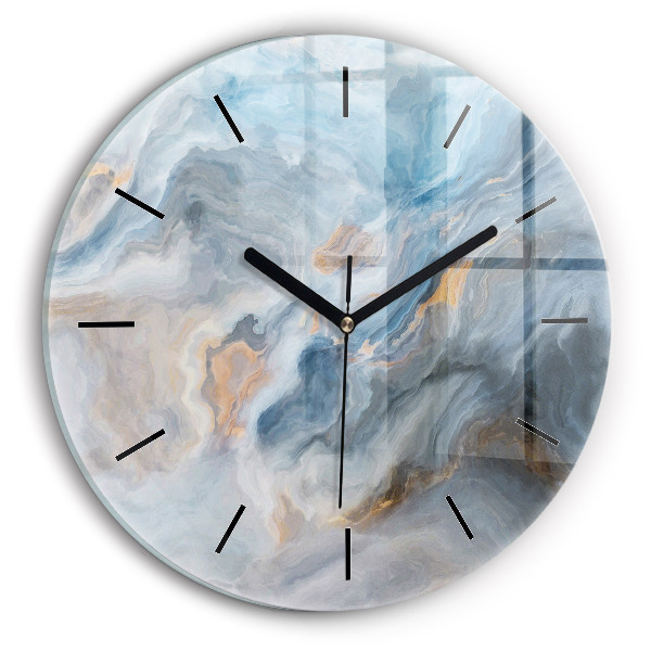 Round glass wall clock Marble pattern