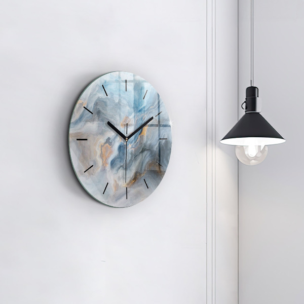 Round glass wall clock Marble pattern