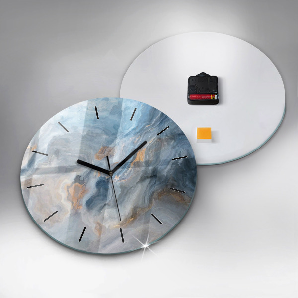 Round glass wall clock Marble pattern