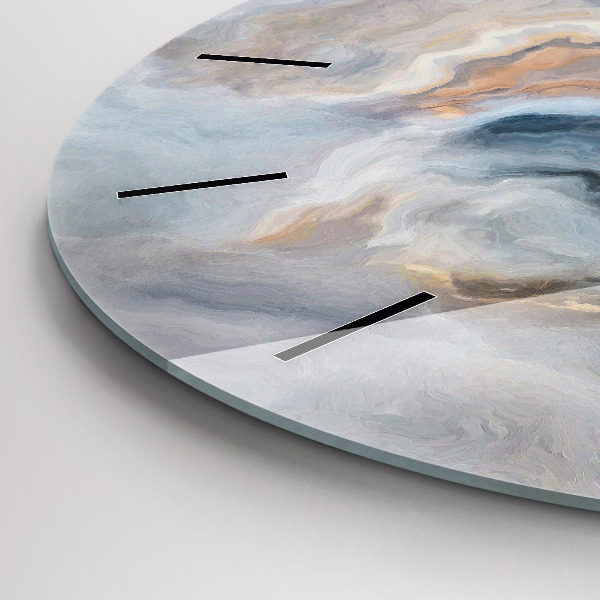 Round glass wall clock Marble pattern