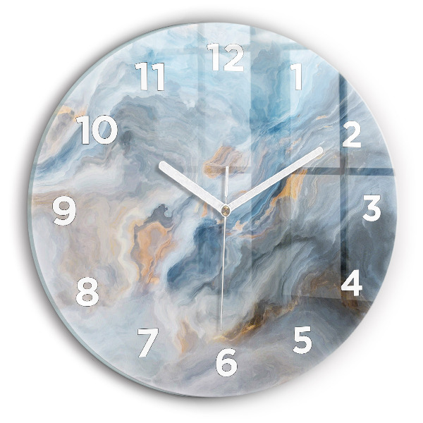 Round glass wall clock Marble pattern