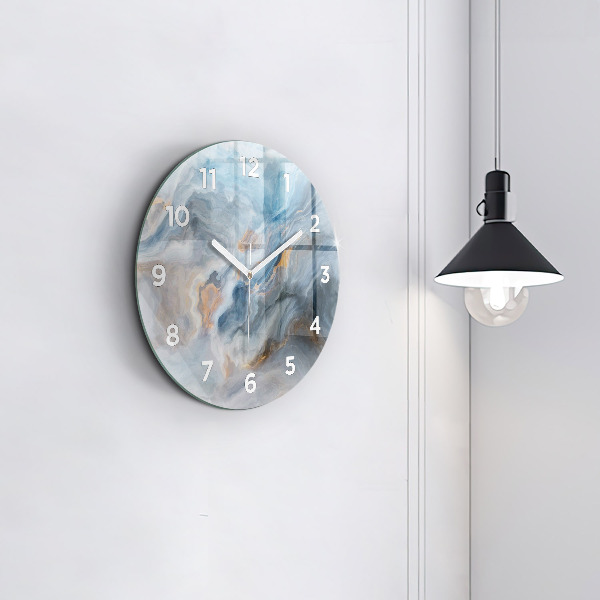 Round glass wall clock Marble pattern