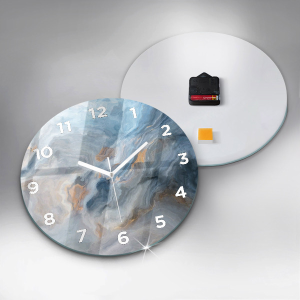 Round glass wall clock Marble pattern