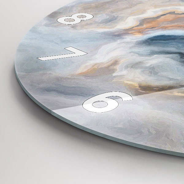 Round glass wall clock Marble pattern