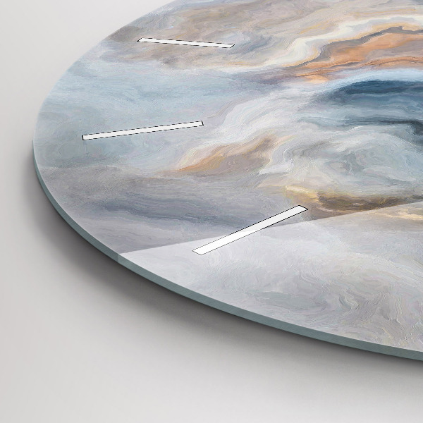 Round glass wall clock Marble pattern