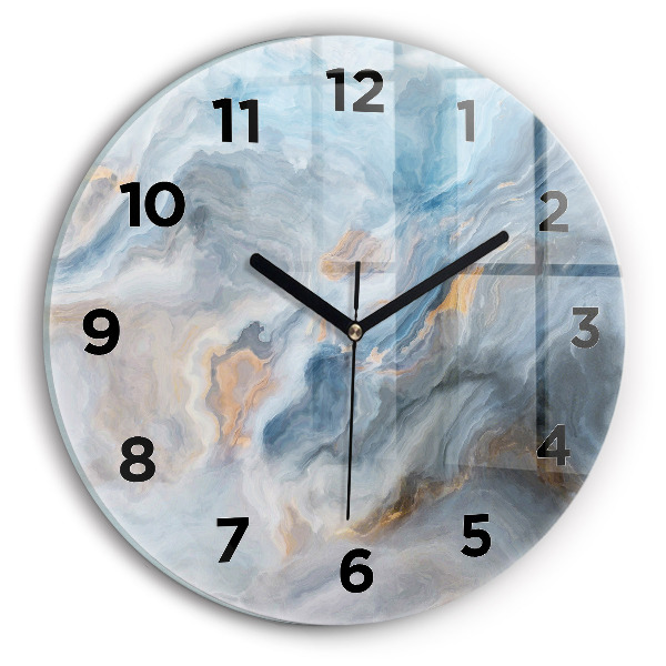 Round glass wall clock Marble pattern