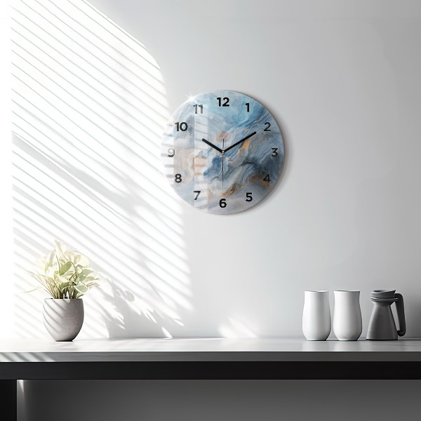 Round glass wall clock Marble pattern