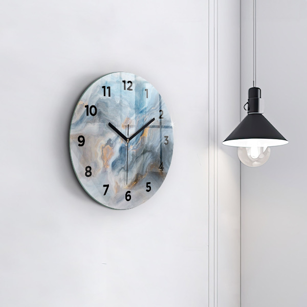 Round glass wall clock Marble pattern