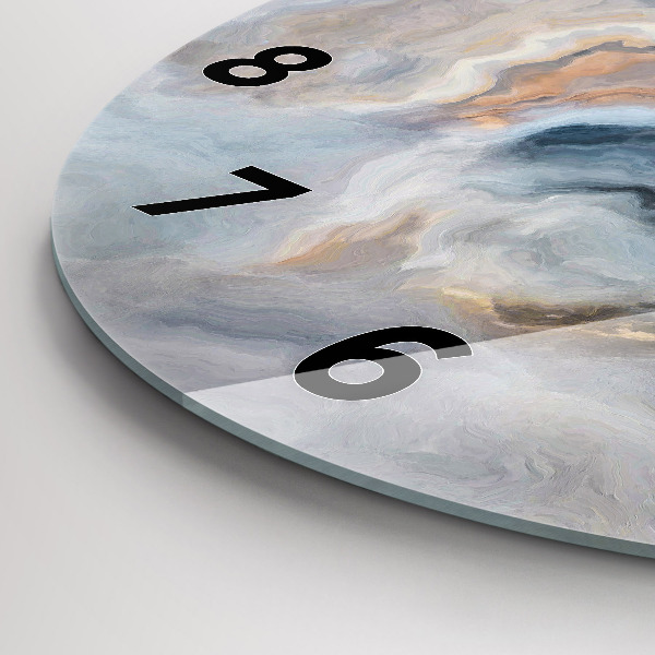 Round glass wall clock Marble pattern