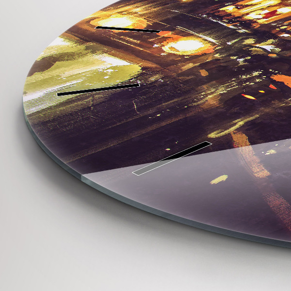 Round glass wall clock Painted city