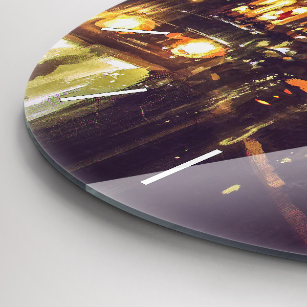 Round glass wall clock Painted city