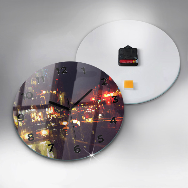 Round glass wall clock Painted city