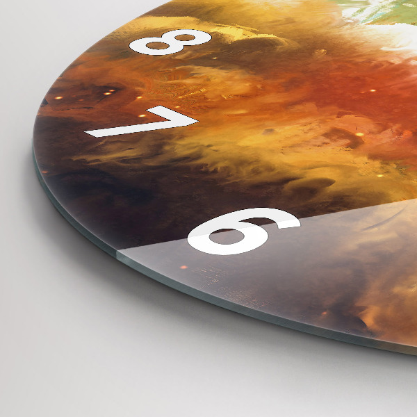 Round glass wall clock Abstract painting