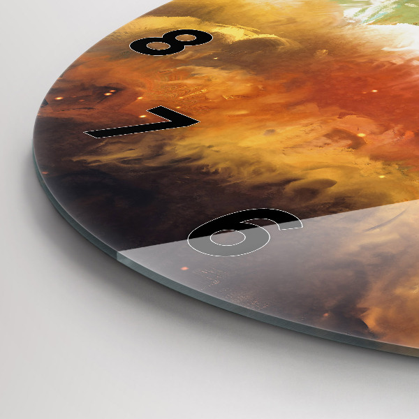 Round glass wall clock Abstract painting