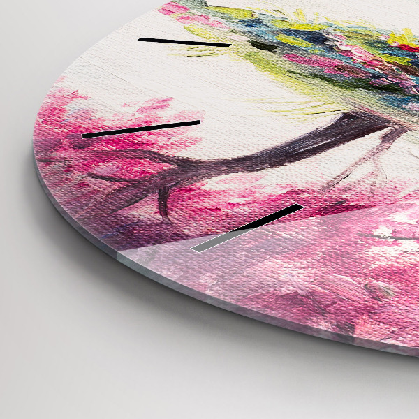 Round glass wall clock Tree Mosaic