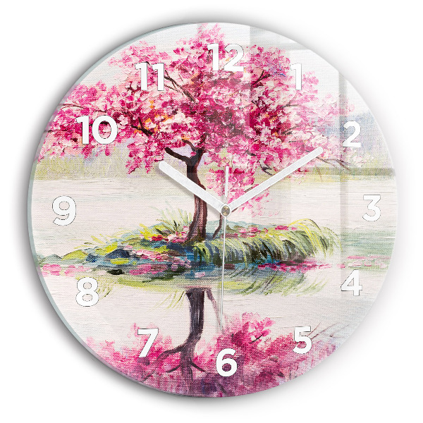 Round glass wall clock Tree Mosaic