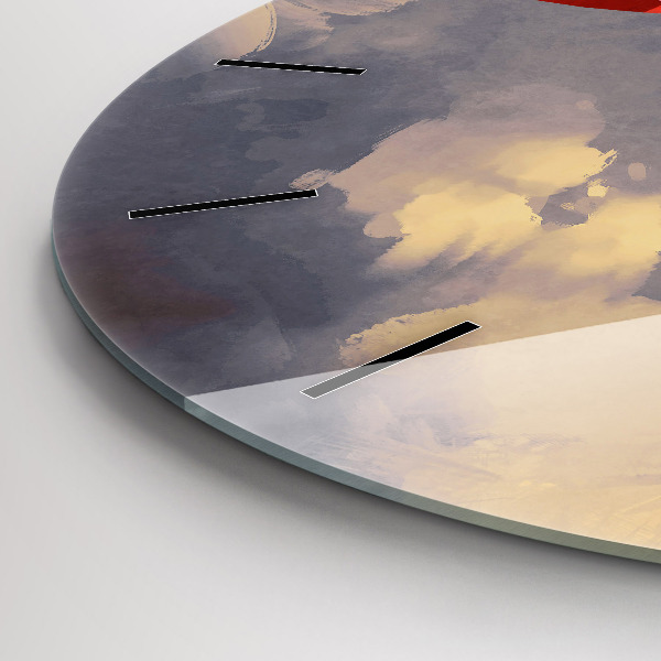 Round glass wall clock Paper ships