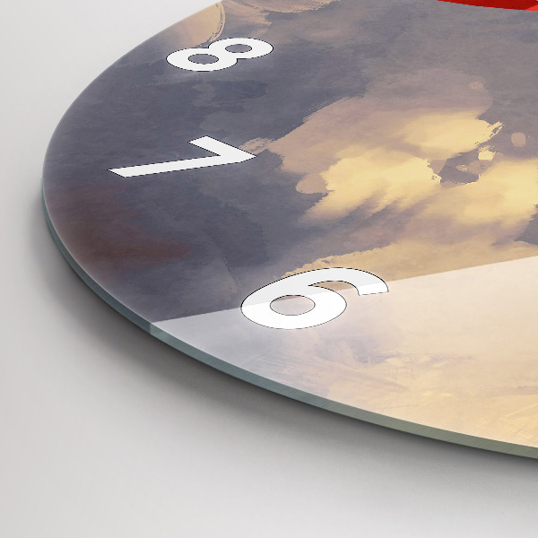 Round glass wall clock Paper ships