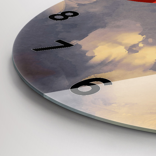 Round glass wall clock Paper ships