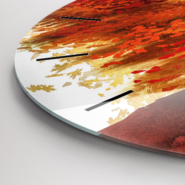 Round glass wall clock Bride in autumn