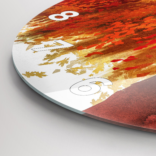 Round glass wall clock Bride in autumn