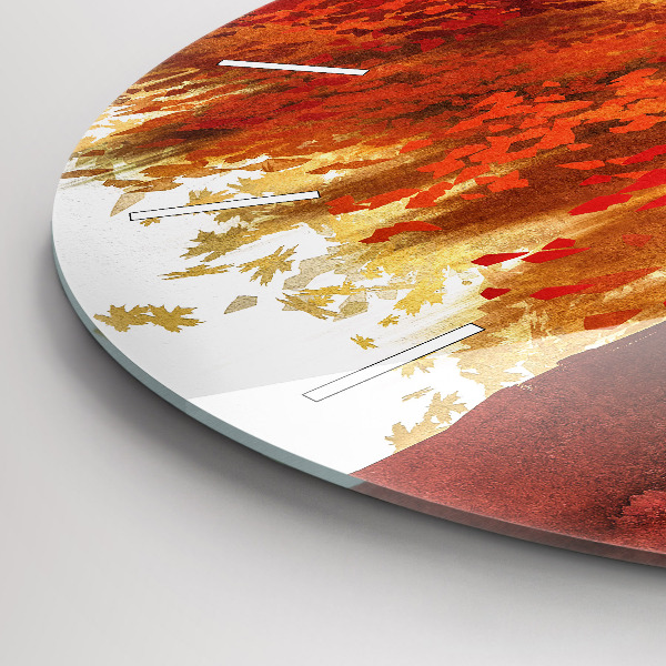 Round glass wall clock Bride in autumn