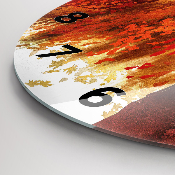 Round glass wall clock Bride in autumn