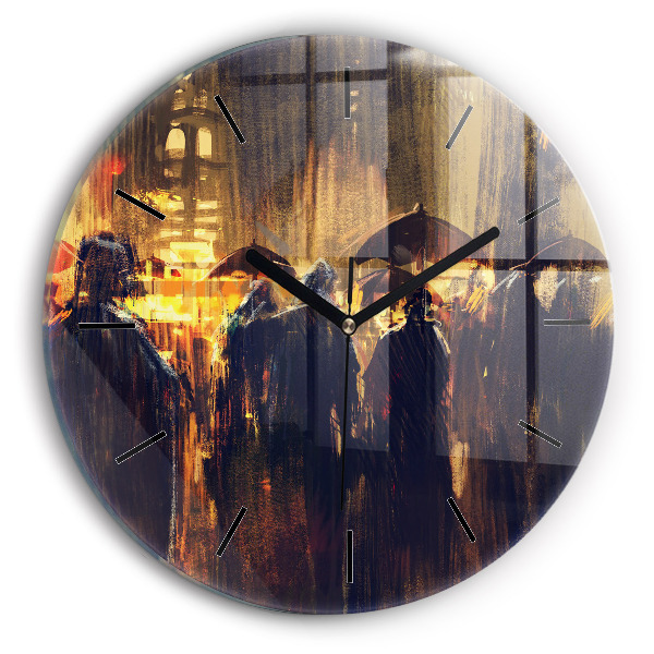 Round glass wall clock Impressionism in art Market Square