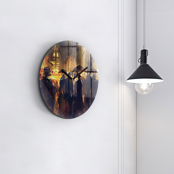 Round glass wall clock Impressionism in art Market Square