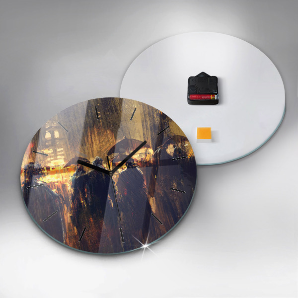 Round glass wall clock Impressionism in art Market Square