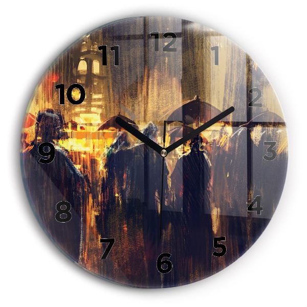 Round glass wall clock Impressionism in art Market Square
