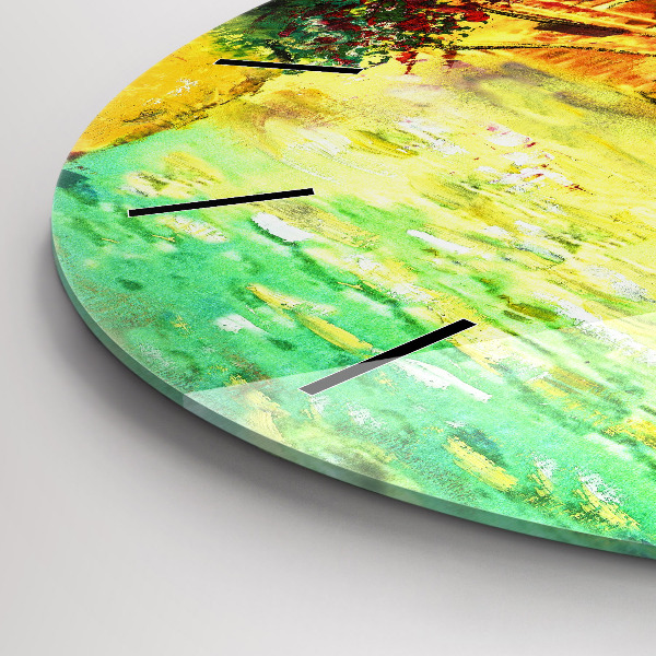 Round glass wall clock Venice Rialto Bridge