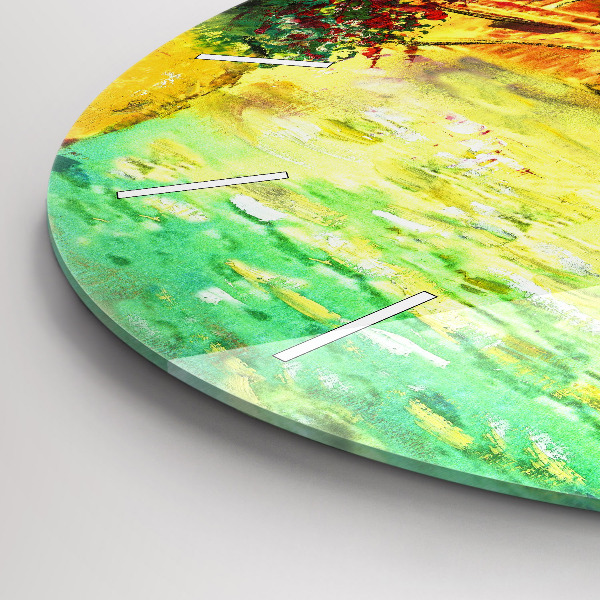 Round glass wall clock Venice Rialto Bridge