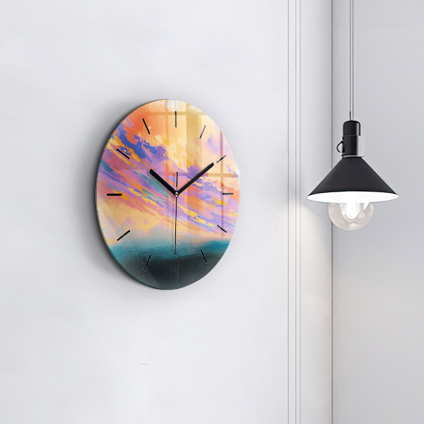 Round glass wall clock Abstraction sky