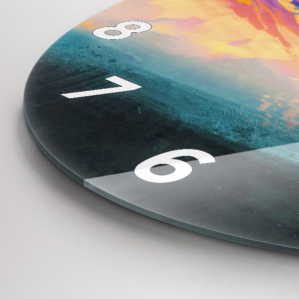 Round glass wall clock Abstraction sky