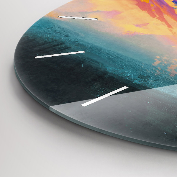 Round glass wall clock Abstraction sky