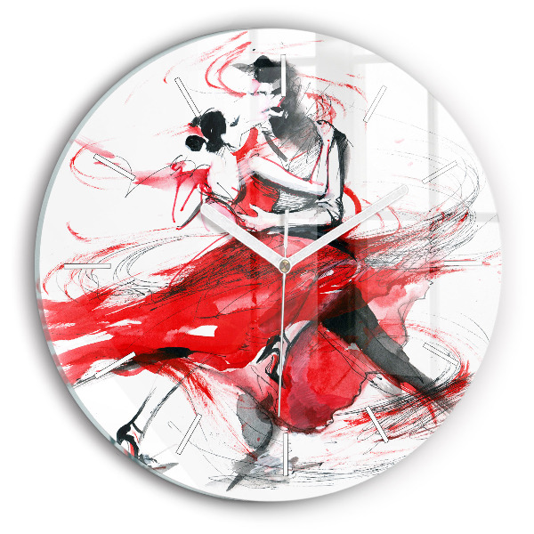 Round glass wall clock Dancing couple