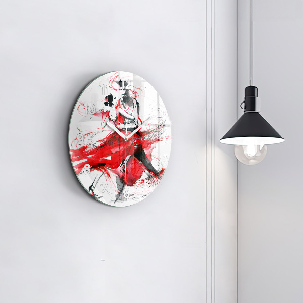 Round glass wall clock Dancing couple